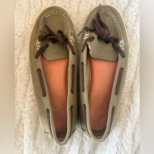 Margaritaville Olive Green Loafers with Brown Accents